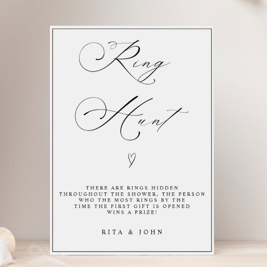 Calligraphy Ring Hunt Brautparty Game Sign Poster