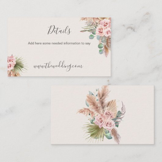 Calligraphy Rustic Boho Floral Wedding Webbus Visitenkarte (Vorne/Hinten)
