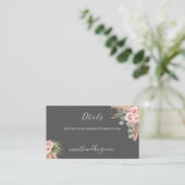 Calligraphy Rustic Boho Floral Wedding Webbus Visitenkarte (Stehend Vorderseite)