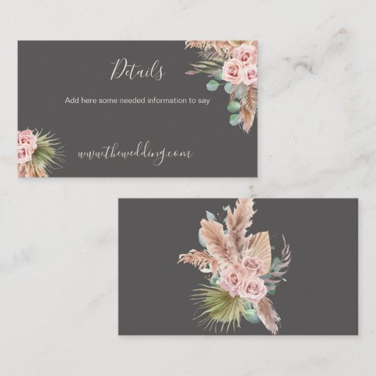 Calligraphy Rustic Boho Floral Wedding Webbus Visitenkarte (Vorne/Hinten)