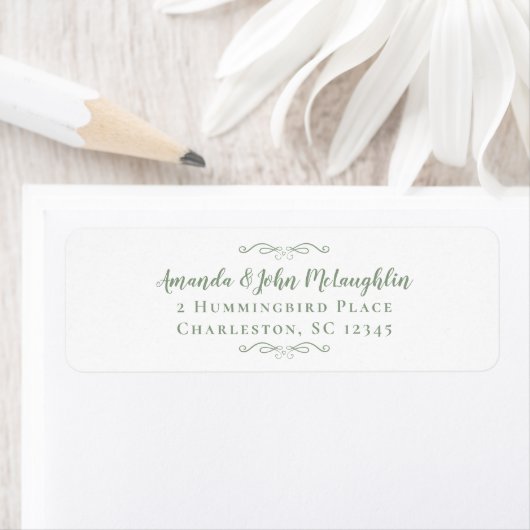 Calligraphy Sage Green Weddings Rücksendeadresse (Insitu)