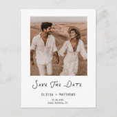 Calligraphy Save The Date Photo Wedding Modern Einladungspostkarte (Vorderseite)