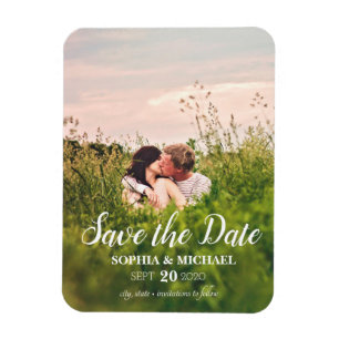 Calligraphy Save the Date Wedding Photo Magnet