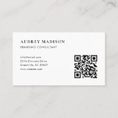 Calligraphy Scannable QR Code Girly White Visitenkarte (Rückseite)