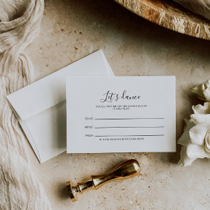 Calligraphy Schwarz-weiß Wedding Song Request Card RSVP Karte