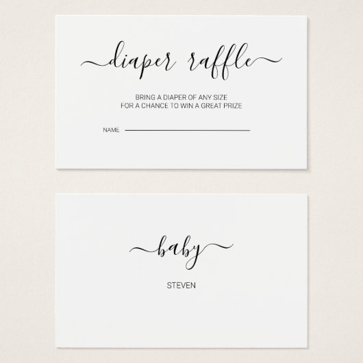 Calligraphy Script Baby Showdusche Windelwulstkart (Vorne & Hinten)