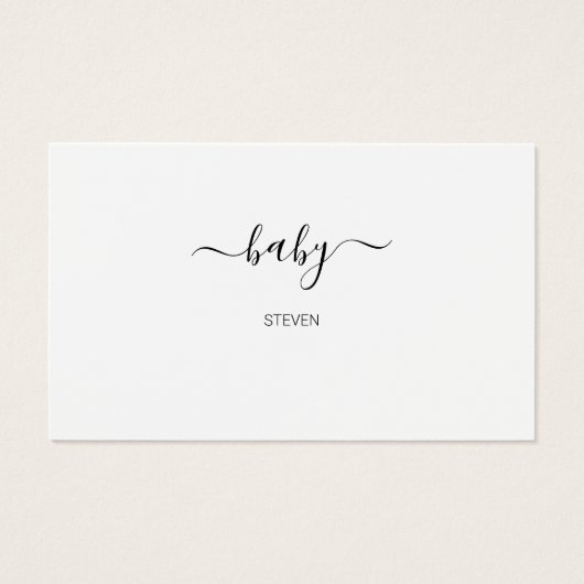 Calligraphy Script Baby Showdusche Windelwulstkart (Rückseite)