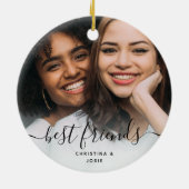 Calligraphy Script Best Friends Custom Foto Keramik Ornament (Hinten)