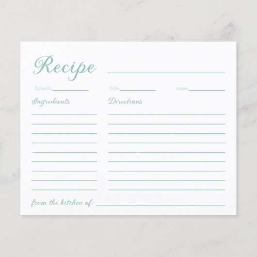 Calligraphy Script-Brautparty-Rezept-Karte (Vorderseite)