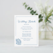 Calligraphy Script Dusty Blue Floral Wedding Begleitkarte (Stehend Vorderseite)