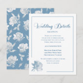 Calligraphy Script Dusty Blue Floral Wedding Begleitkarte (Vorne/Hinten)
