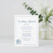 Calligraphy Script Dusty Blue Floral Wedding Begleitkarte (Stehend Vorderseite)