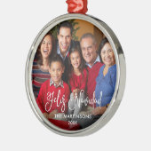 Calligraphy Script Feliz Navidad Foto Ornament Aus Metall (Links)