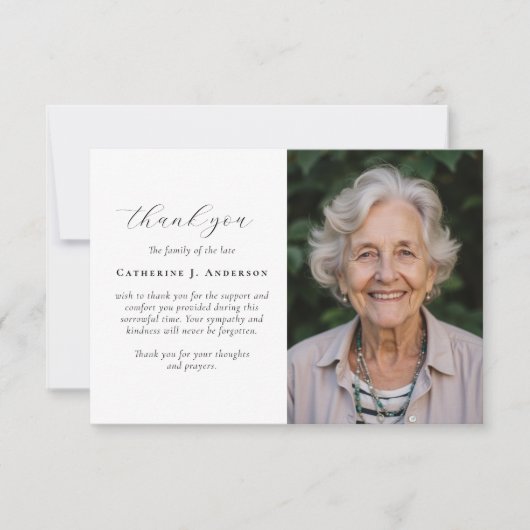 Calligraphy Script Foto Beileid Beerdigung Memoria Dankeskarte (Vorderseite)