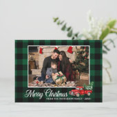 Calligraphy Script Foto Green Kariert Red Truck Karte (Stehend Vorderseite)