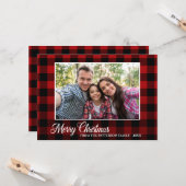 Calligraphy Script Foto Karierte Weihnachten Karte (Vorderseite/Rückseite Beispiel)