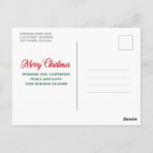 Calligraphy Script Foto Karierte Weihnachten Postkarte (Rückseite)