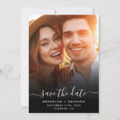 Calligraphy Script Foto QR Code Hochzeit Save The Date (Vorderseite)