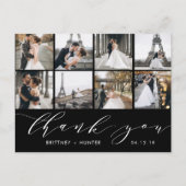 Calligraphy Script Foto Vielen Dank Black Postcard Postkarte (Vorderseite)