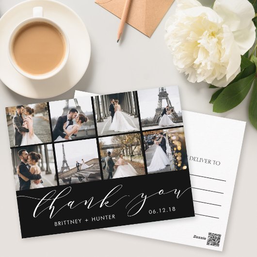 Calligraphy Script Foto Vielen Dank Black Postcard Postkarte