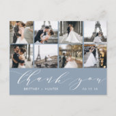 Calligraphy Script Foto Vielen Dank, Dusty Blue Postkarte (Vorderseite)