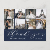 Calligraphy Script Foto Vielen Dank Navy Blue Postkarte (Vorderseite)