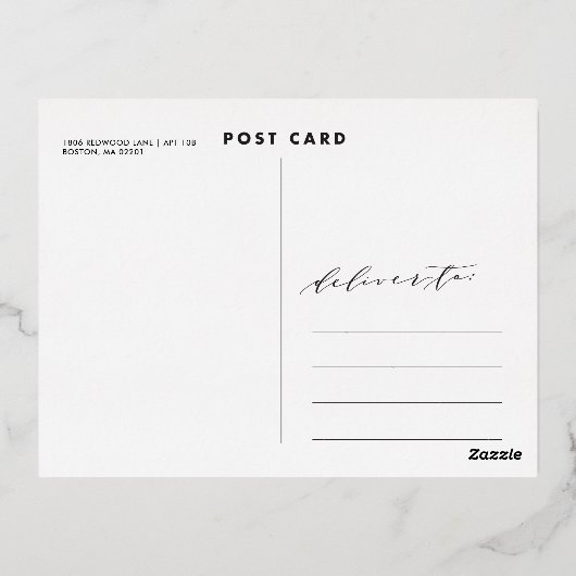 Calligraphy Script Foto Vielen Dank Post Card Folie Einladungspostkarte (Rückseite)