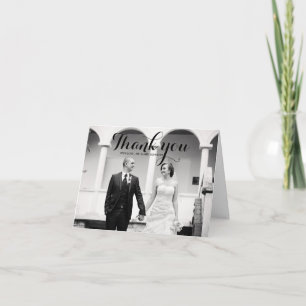 Calligraphy Script Foto Wedding Danke Card