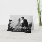 Calligraphy Script Foto Wedding Danke Card (Vorderseite)