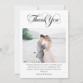 Calligraphy Script Foto Wedding Dankeskarte (Vorderseite)