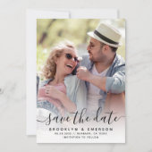 Calligraphy Script Foto Wedding Save The Date (Vorderseite)