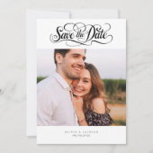 Calligraphy Script Foto Wedding Save The Date (Vorderseite)