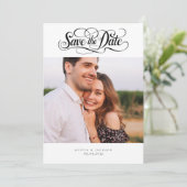 Calligraphy Script Foto Wedding Save The Date (Stehend Vorderseite)