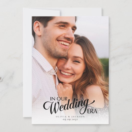 Calligraphy Script Foto Wedding Save The Date (Vorderseite)