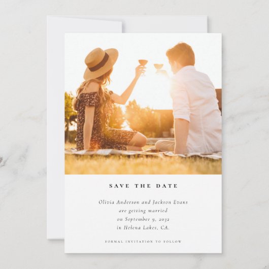 Calligraphy Script Foto Wedding Save The Date (Rückseite)