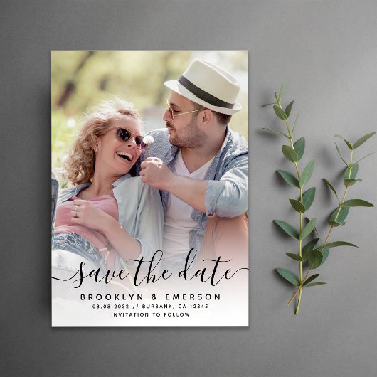 Calligraphy Script Foto Wedding Save The Date