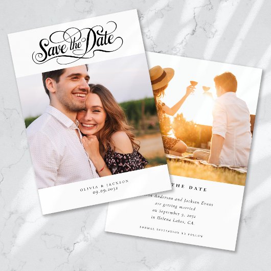 Calligraphy Script Foto Wedding Save The Date