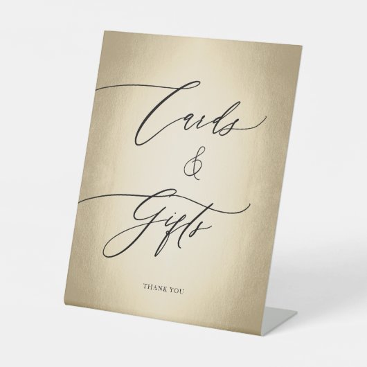 Calligraphy Script Gold Cards & Gifts Wedding Sockelschild (Vorderseite)