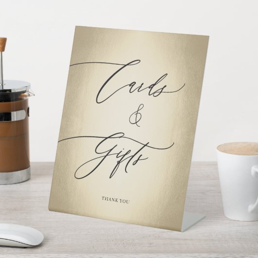 Calligraphy Script Gold Cards & Gifts Wedding Sockelschild (In SItu)