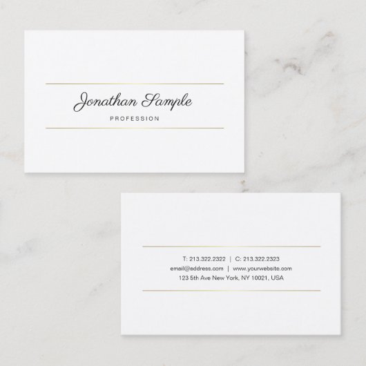Calligraphy Script Gold Chic Design Luxe Template Visitenkarte (Vorne/Hinten)