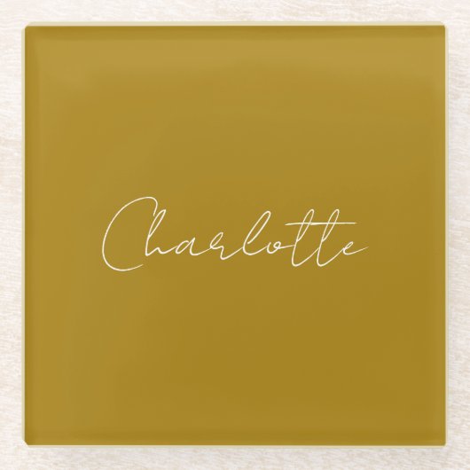 Calligraphy Script Gold Color Individuelle Name Ed Glasuntersetzer (Vorderseite)