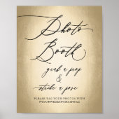 Calligraphy Script Gold Foto Booth Wedding Sign Poster (Vorne)