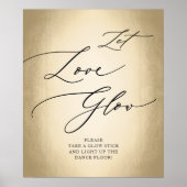 Calligraphy Script Gold Gelassen Liebe Glow Weddin Poster (Vorne)