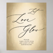 Calligraphy Script Gold Gelassen Liebe Glow Weddin Poster (Vorne)