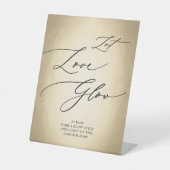 Calligraphy Script Gold Gelassen Liebe Glow Weddin Sockelschild (Vorderseite)
