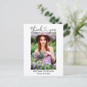 Calligraphy Script Heart Graduate Foto Vielen Dank Postkarte (Stehend Vorderseite)
