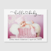 Calligraphy Script Heart Hello Baby Magnet Card (Vorderseite)