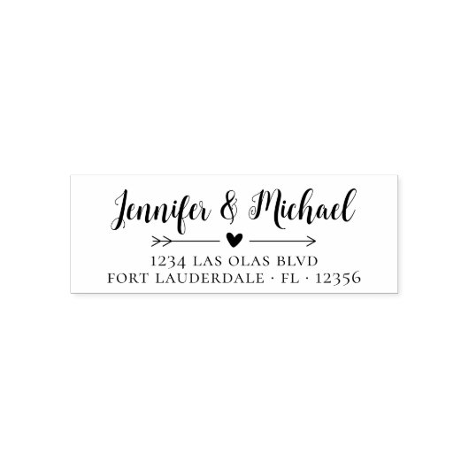 Calligraphy Script Heart Wedding Rücksendeadresse Permastempel (Design)