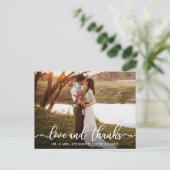 Calligraphy Script-Liebe dank Wedding-Foto Postkarte (Stehend Vorderseite)