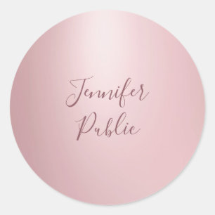 Calligraphy Script Moderne Elegante Rose Gold Tren Runder Aufkleber